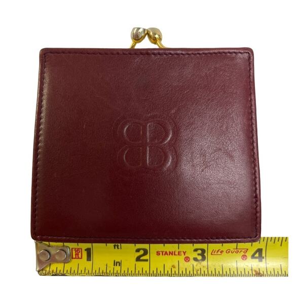 Balenciaga Burgundy Leather Coin Wallet Kiss Lock Made in Italy Luxury VGUC - Picture 13 of 13